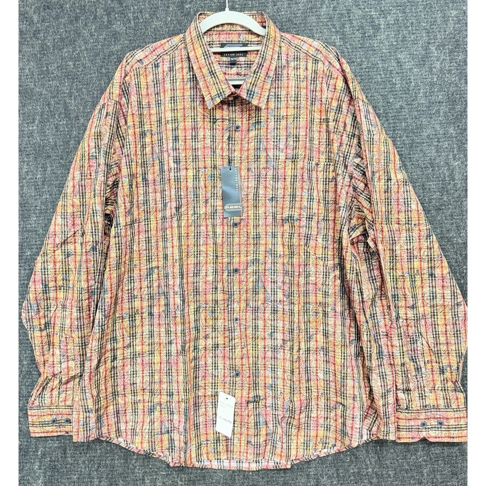 NWT Cotton Reel Shirt Mens XXL Red Black 100% Cotton Button Down Long Sleeve